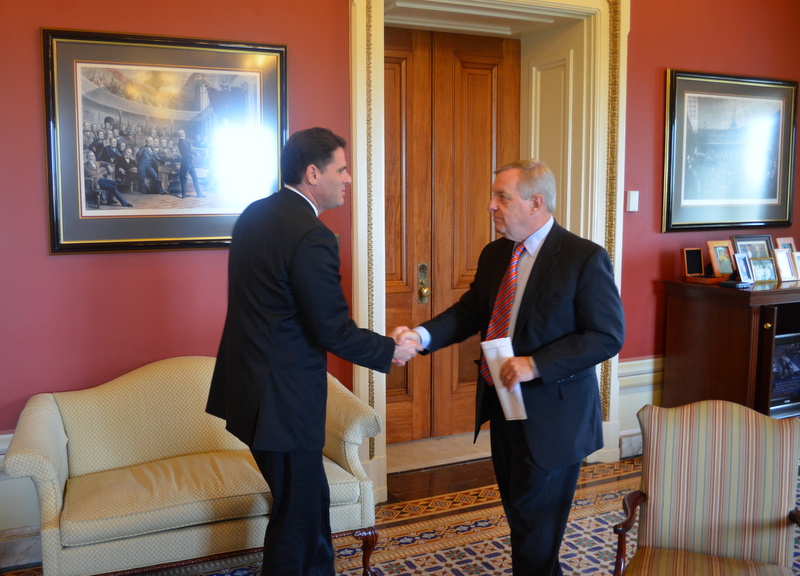 U.S. Senator Dick Durbin (D-IL) met with Ron Dermer, the Ambassador of Israel, to discuss the latest in the country's conflict with Hamas.
